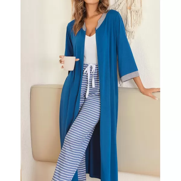 Ekouaer Womens Zipper Robes Long Housecoats Lightweight Bathrobe Full Length Sleepwear with PocketsLongblue Green