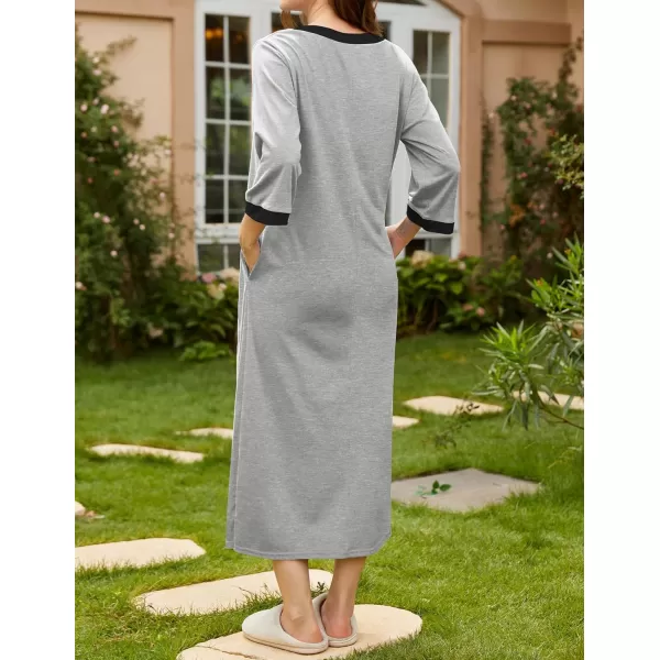 Ekouaer Womens Zipper Robes Long Housecoats Lightweight Bathrobe Full Length Sleepwear with PocketsLonggrey
