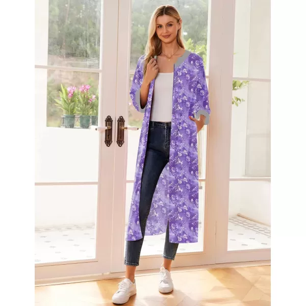 Ekouaer Womens Zipper Robes Long Housecoats Lightweight Bathrobe Full Length Sleepwear with PocketsLongpurple Paisley