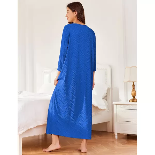 Ekouaer Zipper Robes for Women Ribbed Knit Bathrobe Lightweight Full Length Loungewear with Pockets S3XLSky Blue