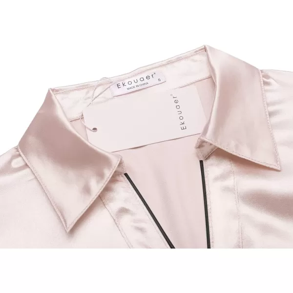 EkouaernbspWomensnbspBoyfriendnbspStylenbspSatinnbspSleepnbspShirtsBeige