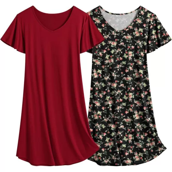 2pack-wine Red and Floral