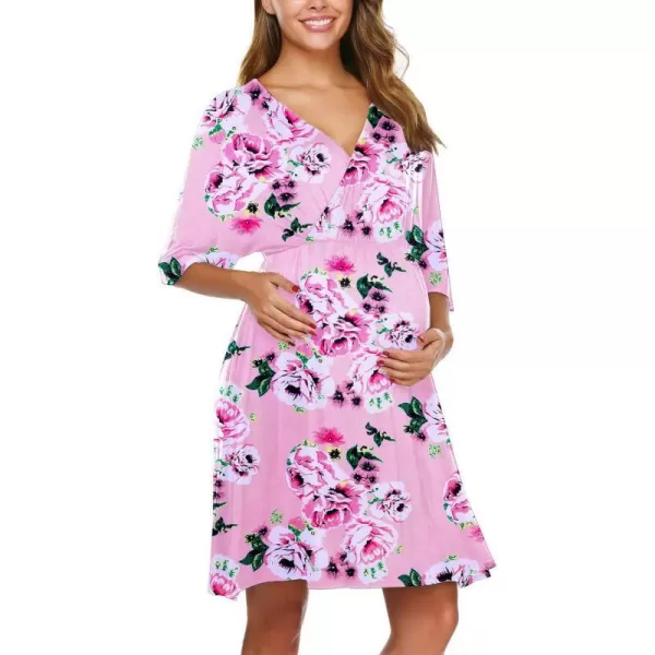 Ekouaer 3 in 1 LaborDeliveryHospital Gown Maternity Dress Nursing Nightgown Sleepwear for Breastfeeding SXXLIvy