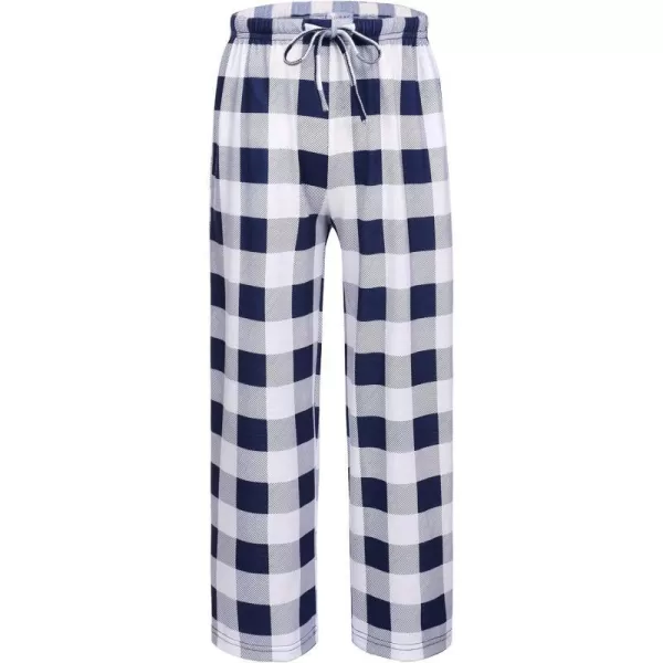 Ekouaer Boys Pajama Pants Long Sleep Pants Soft Elastic Waist Pajama Bottoms Plaid Lounge Pants with 2 Pockets 414 YearsAyarn Dyed Lattice3navy