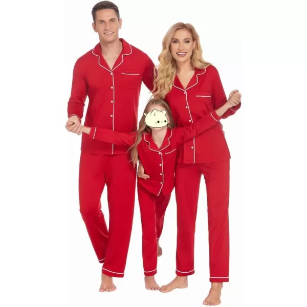 Ekouaer Christmas Family Matching Pajamas Long Sleeve Couple Pj Set Festival Party Sleepwear with Button SXXLKids Achristmas Red