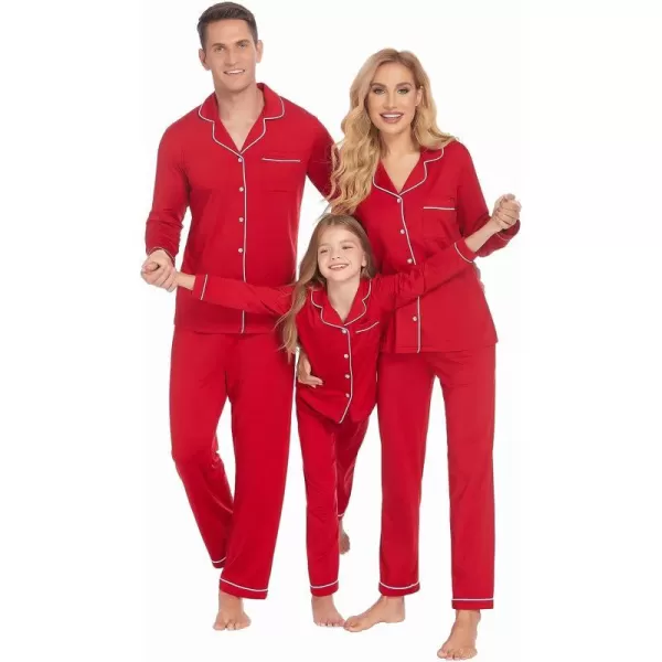 Ekouaer Christmas Family Matching Pajamas Long Sleeve Couple Pj Set Festival Party Sleepwear with Button SXXLMen Achristmas Red