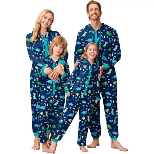 Ekouaer Christmas Matching Family Onesies Pajamas Long Sleeve Thermal One Piece Pajamas with ButtonKids Dinosaur