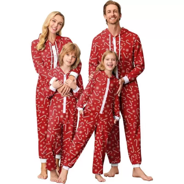 Ekouaer Christmas Matching Family Onesies Pajamas Long Sleeve Thermal One Piece Pajamas with ButtonKids Redcandy Snowflake