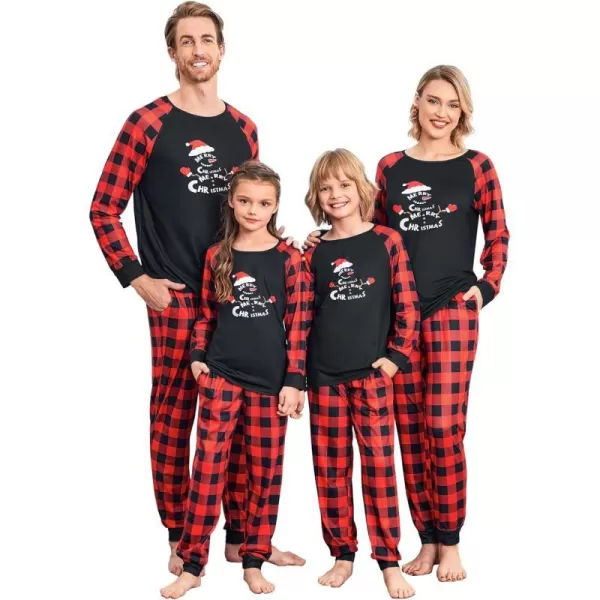 Ekouaer Christmas Pajamas for Family Long Sleeve Pjs Matching Sets with Plaid Pants Soft Sleepwear LoungewearKids Ared Black Plaid