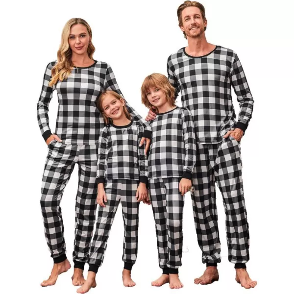 Ekouaer Christmas Pajamas for Family Matching Pjs Long Sleeve Plaid Sleepwear Holiday Xmas Loungewear with PocketsKids Pattern10grey Plaid