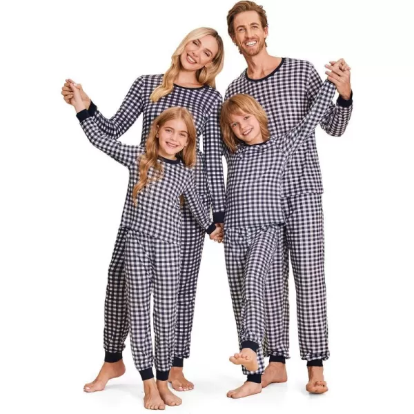 Ekouaer Christmas Pajamas for Family Matching Pjs Long Sleeve Plaid Sleepwear Holiday Xmas Loungewear with PocketsKids Pattern1black Plaid