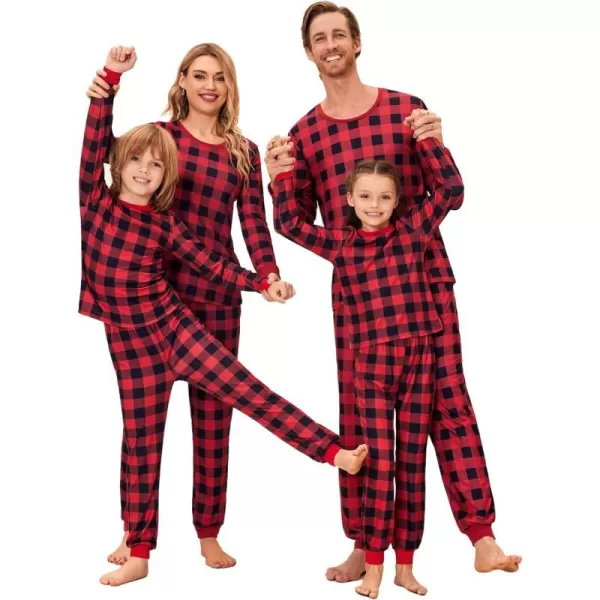 Ekouaer Christmas Pajamas for Family Matching Pjs Long Sleeve Plaid Sleepwear Holiday Xmas Loungewear with PocketsKids Pattern2red Plaid