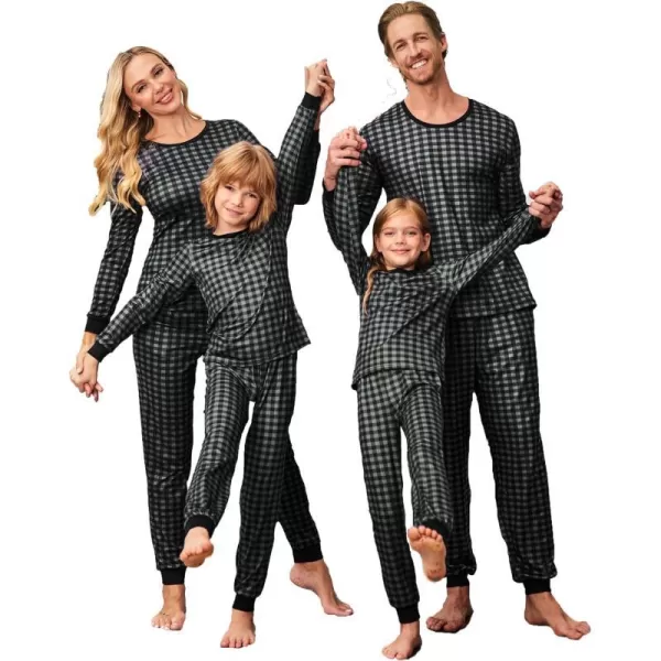 Ekouaer Christmas Pajamas for Family Matching Pjs Long Sleeve Plaid Sleepwear Holiday Xmas Loungewear with PocketsKids Pattern3grey Plaid 2