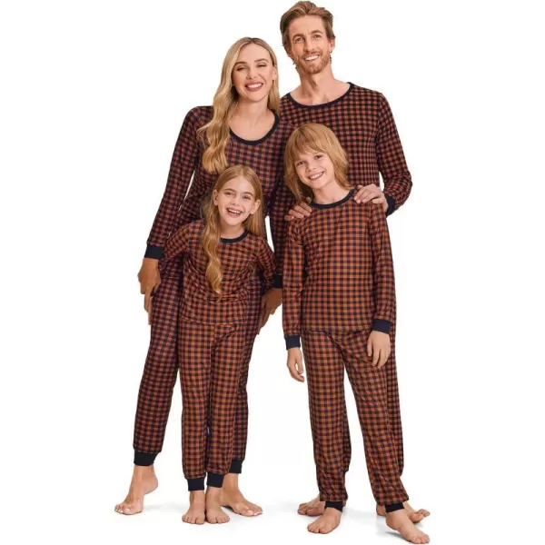 Ekouaer Christmas Pajamas for Family Matching Pjs Long Sleeve Plaid Sleepwear Holiday Xmas Loungewear with PocketsKids Pattern7caramel Plaid