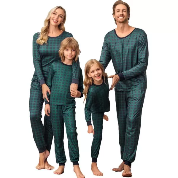 Ekouaer Christmas Pajamas for Family Matching Pjs Long Sleeve Plaid Sleepwear Holiday Xmas Loungewear with PocketsWomen Pattern4blue Green Plaid