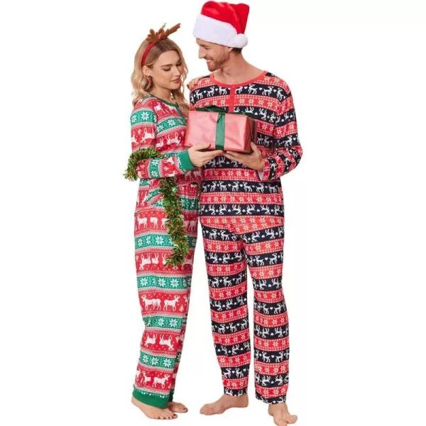 Ekouaer Couples Matching Chritsmas Pajamas Holiday PJ Set Men and Women Sleepwear Long Sleeve Jammies Print Tops and PantsPat5woman