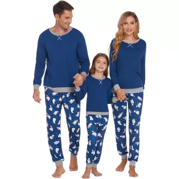 Ekouaer Family Matching Pajamas Christmas Sleepwear Soft Loungewear Pjs Set With PocketsKids Navy