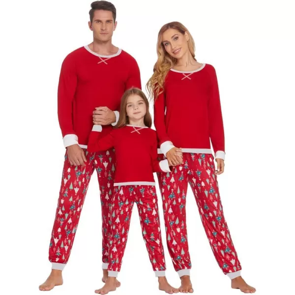 Ekouaer Family Matching Pajamas Christmas Sleepwear Soft Loungewear Pjs Set With PocketsKids Red