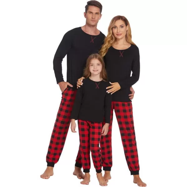 Ekouaer Family Matching Pajamas Christmas Sleepwear Soft Loungewear Pjs Set With PocketsMen Black