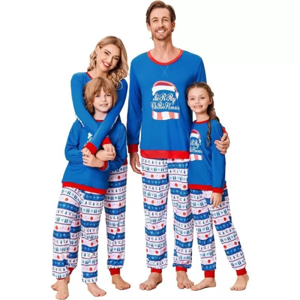 Ekouaer Family Matching Pajamas Christmas Sleepwear Soft Loungewear Pjs Set With PocketsMen Bluegift