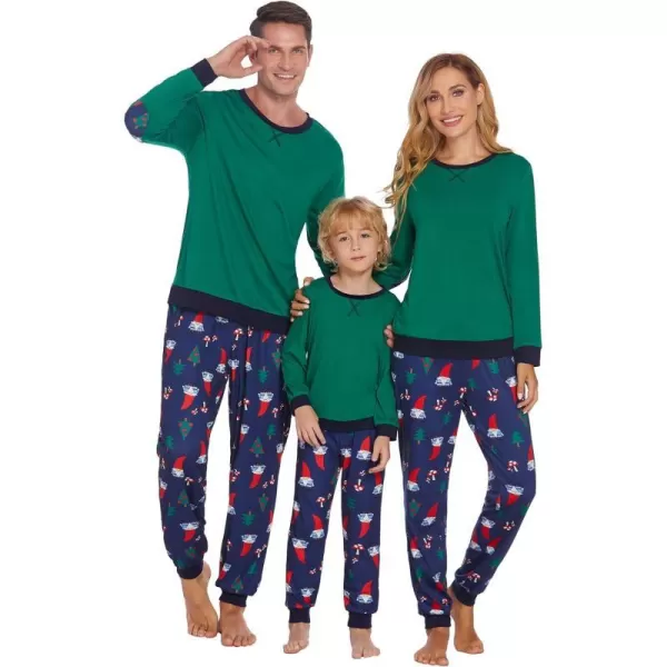 Ekouaer Family Matching Pajamas Christmas Sleepwear Soft Loungewear Pjs Set With PocketsMen Green