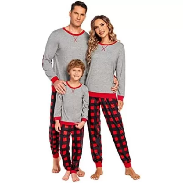 Ekouaer Family Matching Pajamas Christmas Sleepwear Soft Loungewear Pjs Set With PocketsMen Grey