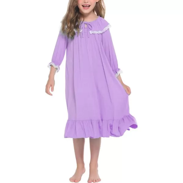 Ekouaer Girls Soft Princess Nightgowns Sleep Shirt1purple