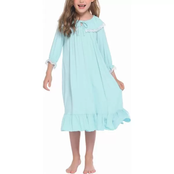 Ekouaer Girls Soft Princess Nightgowns Sleep ShirtAqua Green