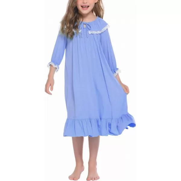 Ekouaer Girls Soft Princess Nightgowns Sleep ShirtBlue