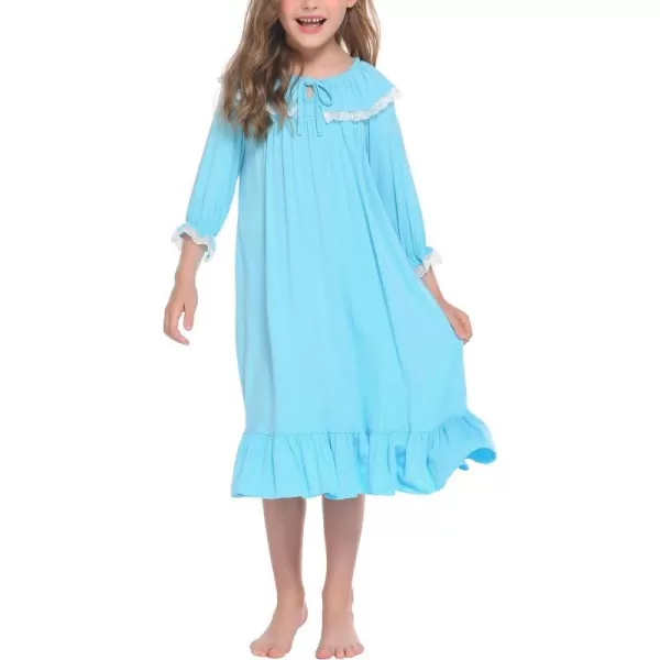 Ekouaer Girls Soft Princess Nightgowns Sleep ShirtClear Blue