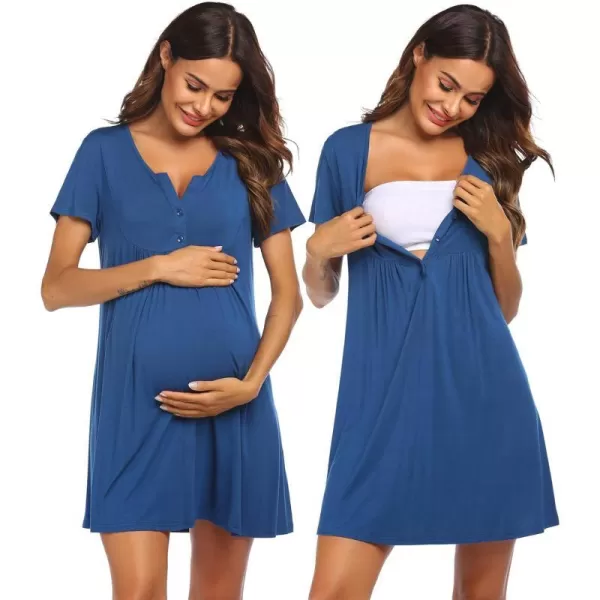 Ekouaer Labor and Delivery Gown Nursing NightgownnbspMaternity Nightgowns for Hospital Short BreastfeedingnbspNightgown SXXLBlue1