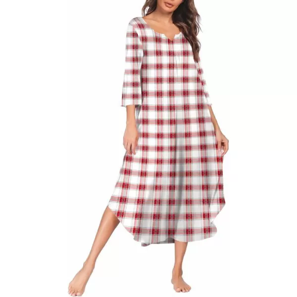 Ekouaer Long Nightgown for Women 34 Sleeves Nightshirt Maxi Sleep Dress Plus Size Loungewear Full Length SleepwearPat12