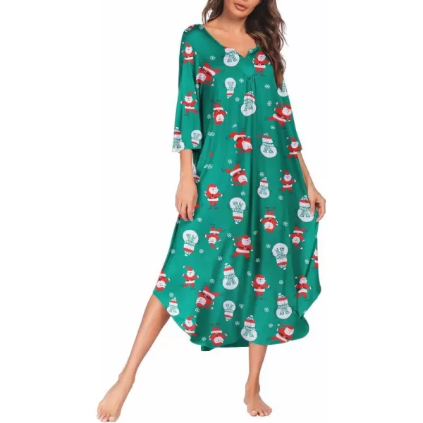 Ekouaer Long Nightgown for Women 34 Sleeves Nightshirt Maxi Sleep Dress Plus Size Loungewear Full Length SleepwearPat9