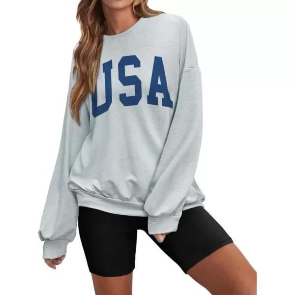 Ekouaer Lounge Set Womens 2 Pieces Outfits Oversized Long Sleeve Sweatshirts Biker Shorts SweatsuitsAgrey