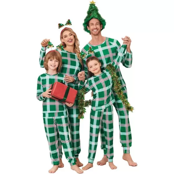 Ekouaer Matching Christmas Family Pajamas Sets Couples Xmas Holiday Pjs for Women Men Boys and GirlsKids Green Plaid