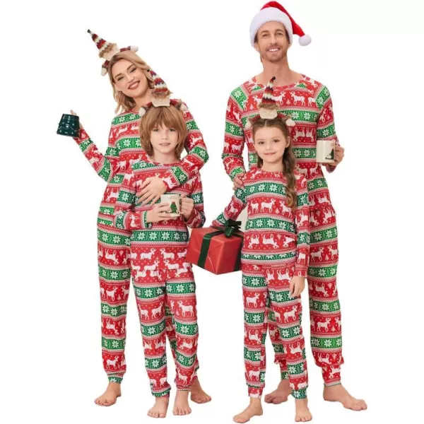 Ekouaer Matching Christmas Family Pajamas Sets Couples Xmas Holiday Pjs for Women Men Boys and GirlsKids Green Red Elk