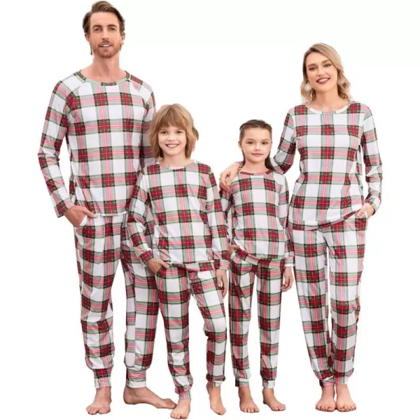 Ekouaer Matching Christmas Family Pajamas Sets Couples Xmas Holiday Pjs for Women Men Boys and GirlsKids Green Red Plaid