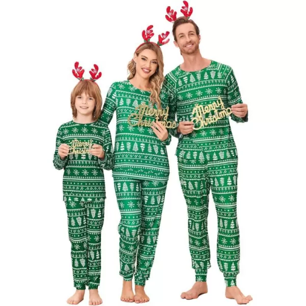 Ekouaer Matching Christmas Family Pajamas Sets Couples Xmas Holiday Pjs for Women Men Boys and GirlsKids Green Tree2