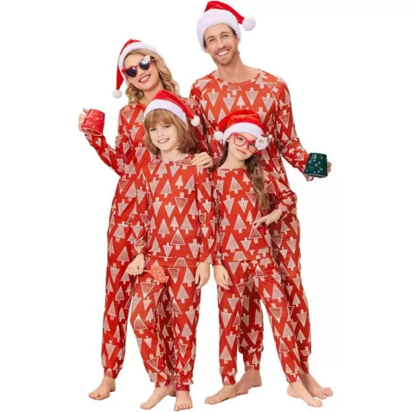 Ekouaer Matching Christmas Family Pajamas Sets Couples Xmas Holiday Pjs for Women Men Boys and GirlsKids Red Tree