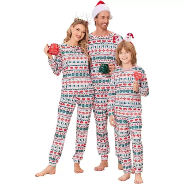 Ekouaer Matching Christmas Family Pajamas Sets Couples Xmas Holiday Pjs for Women Men Boys and GirlsKids White Tree and Bear