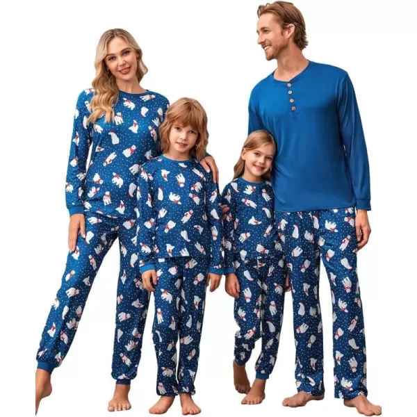 Ekouaer Matching Family Christmas Pajama Sets Womens Mens Kids Pjs Long Sleeve Sleepwear Holiday Lounge SetsKids Navypolar Bear