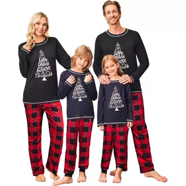 Ekouaer Matching Family Sets Christmas Pajamas Set Xmas PJS Sleepwear Soft Christmas Matching JammiesKids Christmas Tree Plaid