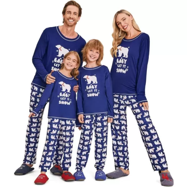 Ekouaer Matching Family Sets Christmas Pajamas Set Xmas PJS Sleepwear Soft Christmas Matching JammiesKids Navy Polar Bear