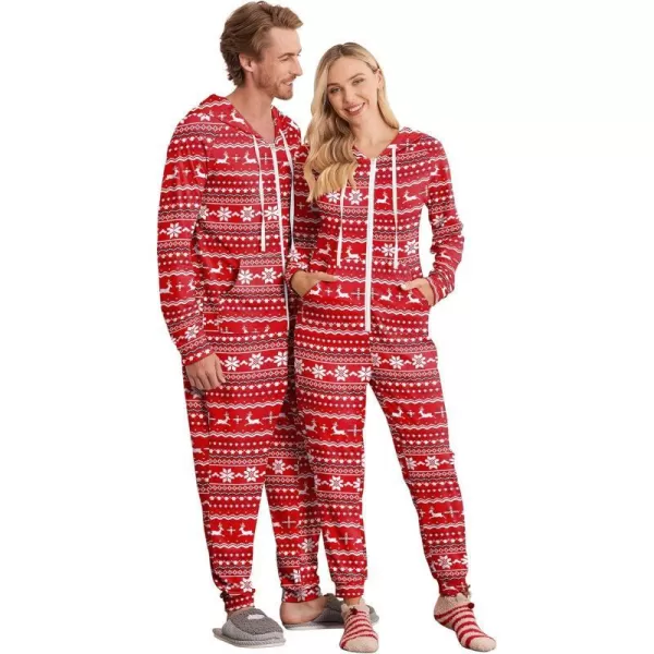 Ekouaer Matching Onesies for Couples Zipper Hooded Christmas Adult Onesie Pajamas with Pockets SXXLMen Belk Print