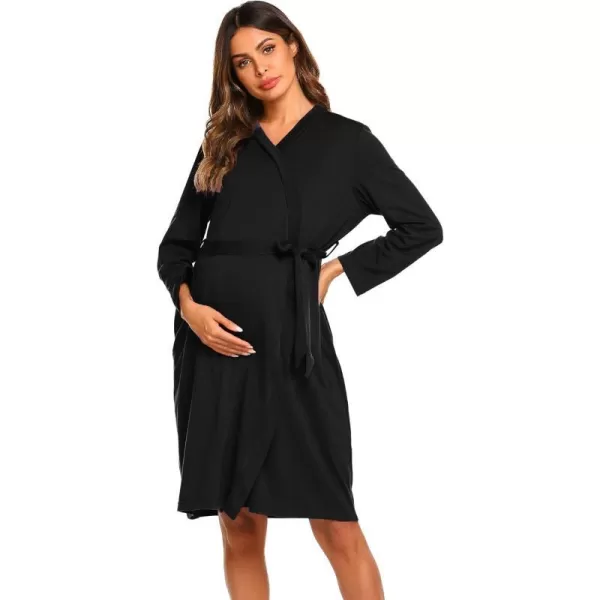 Ekouaer Maternity Robe Labor Delivery Nursing Gown Hospital Breastfeeding Dress BathrobesAblack