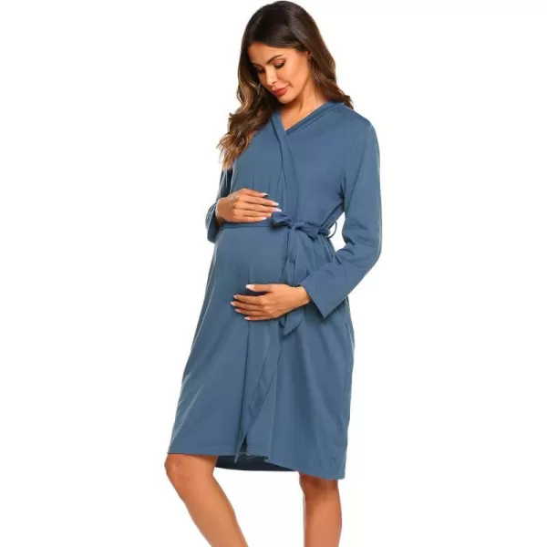 Ekouaer Maternity Robe Labor Delivery Nursing Gown Hospital Breastfeeding Dress BathrobesAblue