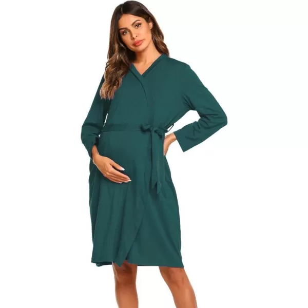 Ekouaer Maternity Robe Labor Delivery Nursing Gown Hospital Breastfeeding Dress BathrobesAdark Green