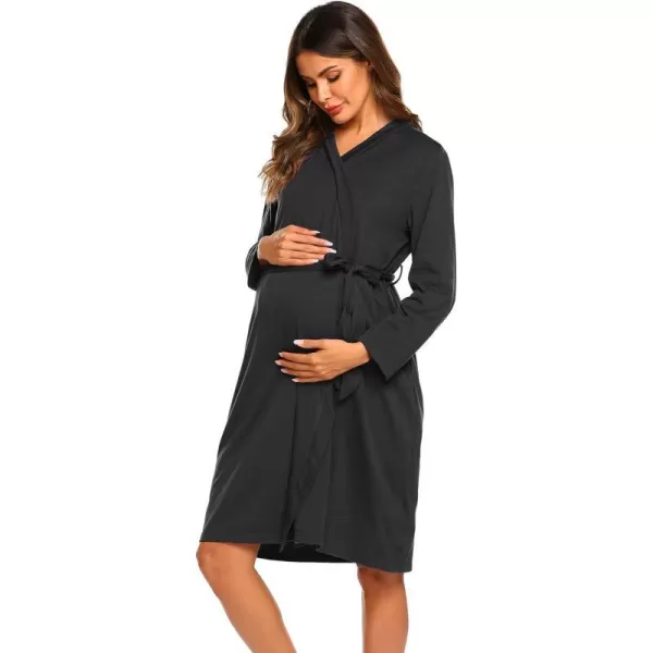 Ekouaer Maternity Robe Labor Delivery Nursing Gown Hospital Breastfeeding Dress BathrobesAdark Grey