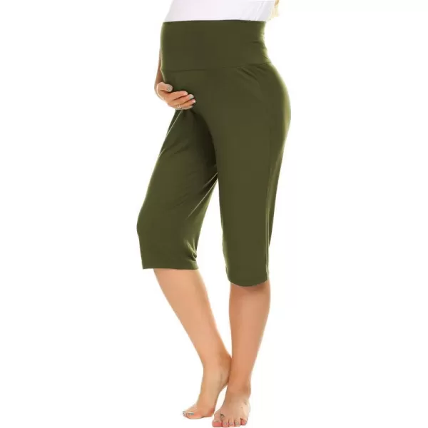 Ekouaer Maternity Shorts for Women Maternity Capris Yoga Pregnancy Short Pants Soft Joggers Lounge Bottoms SXXLArmy Green