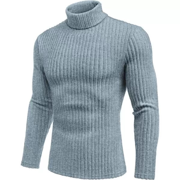 Ekouaer Men Turtleneck TShirts Long Sleeve Shirt Thermal Tops Lightweight Baselayer Ribbed Pullover Sweaters SXXLBlue